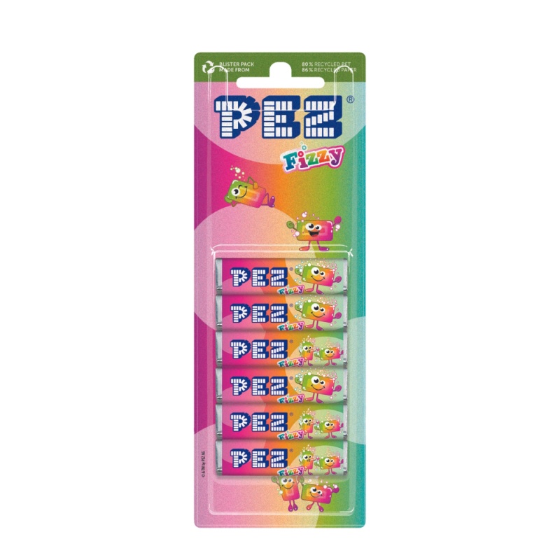 Fizzy Fruit Flavour PEZ Refill Tablets 6 Pack Sweets 51g